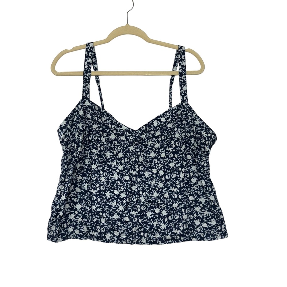Abercrombie & Fitch Blue Floral Smocked Back Cami Tank Top Flowy Feminine XL NEW